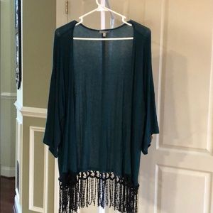 Teal half sleeve cardigan